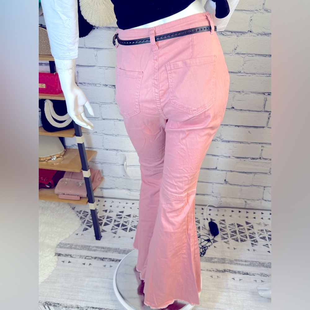 Flared Ripped Jeans Flared/Bell Bottom/Mid Rise/Destroyed Hem Pants - Picture 11 of 14